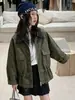 Gabardina Corta para Niñas 2026 Nuevo Estilo Otoño para Niños Mayores, Chaqueta de Cuero con Retazos de Cuello Solapa, Chaleco con Cintura de Cordón Estilo Coreano