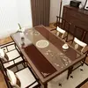 Tapete para mesa de centro de sala de estar em PVC com impressão oca estilo chinês, à prova d'água e de óleo, toalha de mesa lavável, personalizável