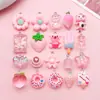 Estilo Europeu e Americano Estilo Ins Rosa Doce Desenho Animado Pingente Resina Morango Urso Charme Pulseira Colar Acessórios Mercadorias Transfronteiriças