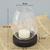 Suporte de Vela de Vidro Ornamento Estilo Chinês Suporte de Vela Redondo para Aromaterapia Jantar à Luz de Velas Recipiente para Velas Tampa de Vidro Atmosfera Romântica
