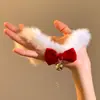 Año Nuevo Niña Linda Navidad Collar de Peluche Dulce Lazo Rojo Campana Gargantilla Collar Cadena Clavicular