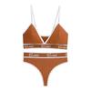 Conjunto de Roupa Íntima Fio Dental Sexy com Bojo Triângulo Europeu e Americano, Biquíni Hot Girl, Tamanho Plus Size, Conjunto de Sutiã Esportivo para Fitness Yoga para Mulheres