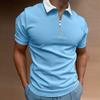 Camiseta casual para hombre Estación Independiente Europea y Americana manga corta estampada slim cuello polo de punto para hombre transfronteriza