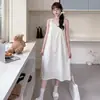 Bata de Noche para Mujer, Pijama de Tirantes de Verano, Algodón Jacquard con Copas en el Pecho, Corte Holgado, Se Puede Usar Afuera, Estilo Nuevo, Ropa de Casa Sexy y Dulce