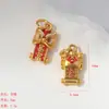Acessórios DIY de Liga Estilo Chinês Mantra de Seis Caracteres Despertar do Leão Ruyi Contas Espaçadoras Ouro Antigo Morango Pulseira Colar Pingente