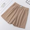 Pantalones Cortos de Verano Estilo Coreano Talla Grande de Fibra de Bambú Cintura Alta Ajustados Calientes Sueltos Talla Extra Anchos de Pierna de Cinco Puntos para Mujeres para Mostrar Piernas Más Largas
