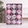 Ventas Directas de Fábrica 6cm 12Piezas Bola de Navidad Caja de Regalo Set de Pintura Decoraciones de Navidad Decoración Navideña