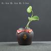 Mini Florero Wufu Transfronterizo Estilo Chino Arena Púrpura Rotación Verde Hierba de Monedas de Cobre Maceta Hidropónica Cerámica de Escritorio Mascota de Té Pequeños Adornos