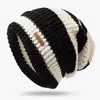 Gorro de Punto Rayado Estilo Japonés Holgado para Circunferencia de Cabeza Grande para Mujer, Cálido y Versátil para Otoño e Invierno para Hombre