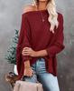 Top de Punto para Mujer Waffle Hombro Inclinado 2025 Nuevo Otoño Amazon Europeo y Americano Transfronterizo Ropa de Mujer Regular Manga Larga