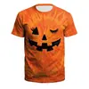 Camiseta de Abóbora de Halloween Camiseta com Padrão de Anime Masculina Feminina Impressão Digital 3D Poliéster Halloween Top Casual