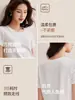 Tencel Lino de Alta Gama Básico Cómodo Transpirable Versátil Camiseta Blanca Manga Corta Color Sólido Top Capa Base Verano 2026