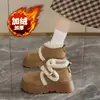 Zapatos Birkenstock de suela gruesa para mujer, tendencia de moda coreana 2026, novedad de invierno, forrados de felpa, de caña alta, para personas bajas, zapatos de algodón que aumentan la altura