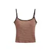 Conjunto Casual Deportivo de Verano Ajustado con Camisola de Rayas con Copas y Pantalones Rectos de Cintura Alta para Mujer