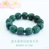 Pulsera de Jade Natural Grado A de Guan Yu con Cuentas Azules de Abaco y Vainas de Loto Joyería Venta al por Mayor en Vivo S5052703