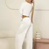 Estilo moderno e simples, conjunto de pijama para casa com suéter folgado de manga comprida e calça comprida, fino e adequado para usar ao ar livre, conjunto folgado, casual e confortável