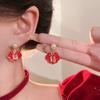 Pendientes de Bolsita Roja Ankora Festivos de Año Nuevo para Mujer Tendencia Nacional Tesoro de la Fortuna Pendientes de Linterna Roja Pendientes de Moda Versátiles