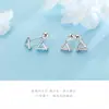 Pendientes Triangulares Huecos Estilo Coreano de Plata Pura S999 para Mujer, Pendientes Mini Personalizados Sencillos de Nicho Estilo Ins al por Mayor