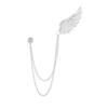 Broche con borlas y alas de ángel para camisa de estilo coreano, broche con ramillete para cuello, broche distintivo con cadena de diamantes para traje de hombre.