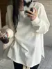 Camisa de base de veludo para mulheres outono e inverno estilo ocidental aquecida espessa manga longa T-shirt interna solta comprimento médio top para usar por baixo