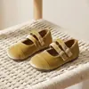 Sapatos de Princesa para Crianças 2026 Primavera Novo Estilo Veludo Coreano para Meninas Fivela de Cristal Sapatos Mary Jane de Veludo Retrô para Crianças