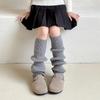 Meias para meninas Outono e Inverno Quente Cashmere Pé Tricotado Longo Barril Pilha Cinza Estilo Coreano Engrossado Médio e Grande Meias de Bezerro Infantil