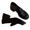 Versão em Couro de Vaca~Sapatos Loafer de Couro Genuíno com Solado Grosso para Mulheres, Sapatos de Trabalho Versáteis Estilo Britânico, Sapatos Slip-On com Salto Grosso, Sapatos Pequenos de Couro Retrô