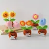 Flor de Tricô de Energia Positiva Transfronteiriça Planta em Vaso Produto Acabado Fio de Lã Flor de Simulação Ornamento de Mesa Boneca de Cartão de Mão