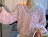 Suéter Suave Encerado con Cuentas Estilo Coreano con Empalme de Lunares Coloridos para Mujer 2025 Otoño e Invierno Nuevo Estilo Estilo Perezoso Top de Moda de Manga Larga