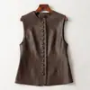 Jaqueta de Couro Preta de Comprimento Médio Feminina com Gola Alta e Cintura com Amarração, Novo Estilo Outono e Inverno, Elegante Casaco de Couro