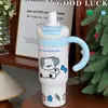 Vaso térmico lindo con temática de dibujos animados y asa, antideslizante, adecuado para uso en exteriores, oficina y propósitos generales, gran capacidad