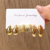 Set de Aretes Nuevo Transfronterizo Europeo y Americano, Aretes con Diseño de Flor con Forma de C y Perla de Gota de Agua, Sencillos, Elegantes y Exquisitos para Mujer