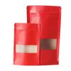 Bolsa de embalaje de papel kraft Net Qi, autosellante, esmerilada, de grado alimenticio, nueva bolsa de papel kraft rojo con ventana engrosada, venta al por mayor