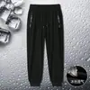 Pantalones Casuales Finos de Seda de Hielo Explosiva para Verano, Hombres Jóvenes y de Mediana Edad, de Negocios, Rectos, Sueltos, Versátiles, Frescos, de Cintura Alta