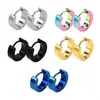 Aretes de aro para hombre moda novio simples punk geniales aretes de acero de titanio joyería oro/Arcoíris/azul casual