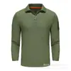Suministros de Origen Transfronterizo Camiseta Táctica de Solapa de Fuerzas Especiales Manga Larga Holgada Elástica Entrenamiento Secado Rápido Ropa de Entrenamiento Físico