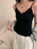 Sexy Camisola de Encaje con Ropa Interior, Se Puede Usar Afuera, Estilo Delgado Cómodo, Tirantes Hermosos, Almohadilla en el Pecho, Copa Fija, Tirantes Delgados, Top Tubo