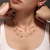 Dúo de Arroz Piedra Natural Color Lujo Ligero Collar de Doble Capa Pulsera Cadena Hecha a Mano de Acero Inoxidable Traje en stock Suministro