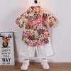 Conjunto de Camisa Floral da Moda de Manga Curta para Crianças 2024 Verão Novo Meninos e Bebês de Tamanho Pequeno e Médio Roupas da Moda Casuais de Duas Peças