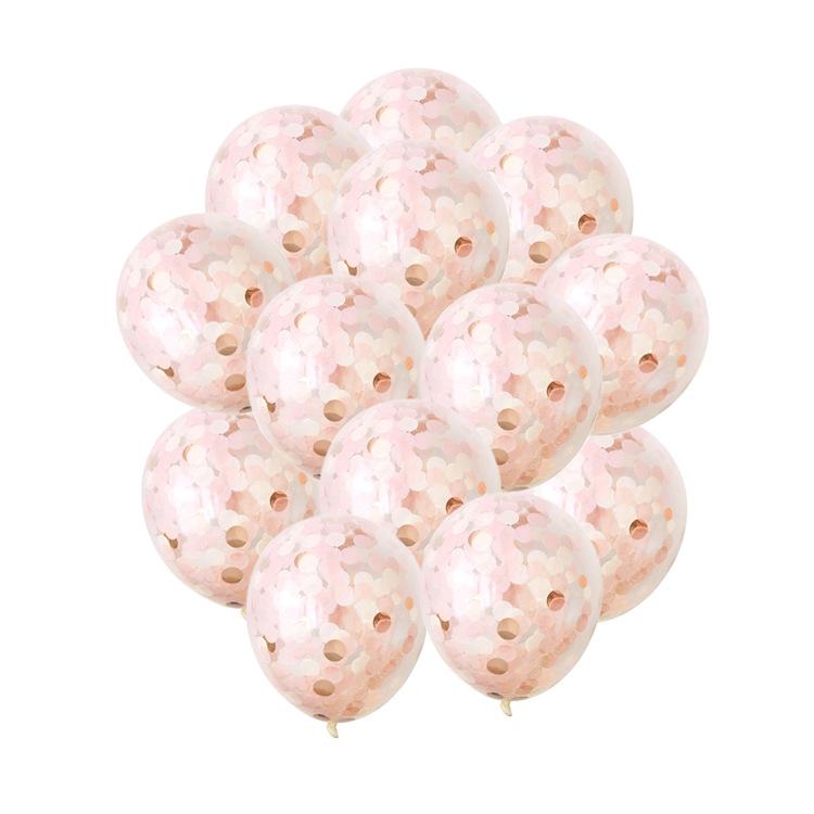 玫瑰金亮片+粉色纸片气球