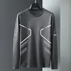 Camiseta deportiva casual para hombre de manga larga con estampado, moderna para adolescentes, adecuada para todas las estaciones, cuello redondo, top básico de manga larga