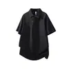 Camisa Polo G-stone para Hombre, Única, con Botones Cuadrados en la Tapeta, Cuello Campana, Color Sólido, Manga Corta para el Trabajo