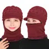 Chapéu Masculino de Inverno com Plus Veludo, Lã Espessa, para Ciclismo ao Ar Livre, Proteção Facial, Proteção de Pescoço, Chapéu de Tricô Quente de Peça Única