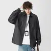 Camisa de Trabalho Masculina G-Stone com Lapela, Manga Longa, Bolsos Duplos 3D com Aba, Corte Amplo, Ombros Caídos, Não Amassa, Lavável à Máquina