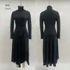 Estilo Europeo y Americano 2025 Otoño e Invierno Nuevo Amazon Transfronterizo Ropa de Mujer Vestido Asimétrico de Color Sólido de Manga Larga y Cuello Alto