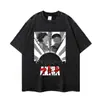 Chal de Algodón Puro Oversize para Hombre Camiseta Estampada Vintage Retro de Manga Corta Top de Calle para Hombre y Mujer de Media Manga