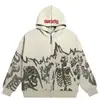 Sudadera Transfronteriza de Comercio Exterior Streetwear Sudadera con Capucha de Calavera Retro Sudadera con Capucha y Cremallera Sudadera con Capucha Gótica