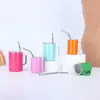 Taza de Acero Inoxidable de Doble Capa para Licores Mini Macarrón Lujo Ligero Taza con Tubo de Succión y Asa Termo de Acero Inoxidable para Oficina