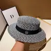 Sombrero de Paja Hueco Estilo Old Money para Mujer, Sombrero de Playa de Verano, Vacaciones en la Playa, Estilo Británico, Elegante, Sombrero de Copa Plana que Adelgaza el Rostro