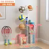Cesta de Armazenamento para Tapete de Yoga com Rodas, Rack de Armazenamento para Equipamentos Esportivos e de Fitness, Suporte para Halteres, Rack de Armazenamento para Raquetes de Badminton e Bola de Basquete